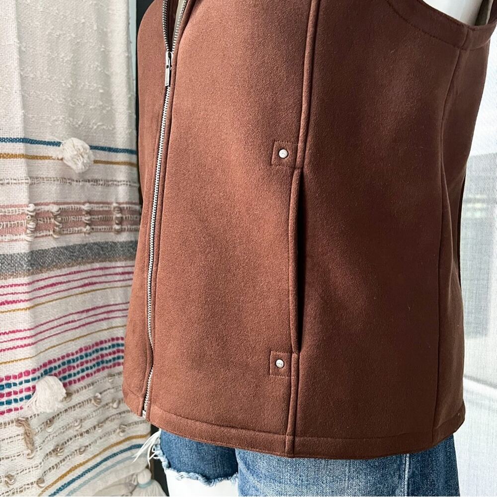 Lauren Ralph Lauren Brown Shearling Lined Faux Suede Barn Vest Women’s Size XL - Picture 4 of 10